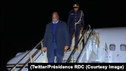 Président Félix Tshisekedi na bokiti na ya na mpepo na aéroport ya Dulles, Viriginie, le 2 avril 2019. (Twitter/Présidence RDC)