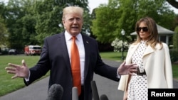 Predsednik Donald Tramp u dvorištu Bele kuće