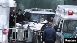The first patient arrives at a newly constructed field hospital in the East Meadow of Central Park during the outbreak of the coronavirus disease (COVID-19) in the Manhattan borough of New York City, April 1, 2020.