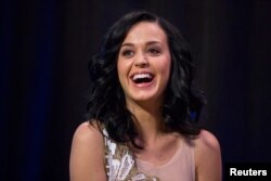 FILE - Singer Katy Perry takes part in a panel discussion.