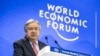 TOPSHOT - Sekretaris Jenderal PBB Antonio Guterres menyampaikan pidato dalam pertemuan tahunan Forum Ekonomi Dunia (WEF) di Davos, 22 Januari 2025. (FABRICE COFFRINI / AFP)