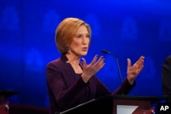 Carly Fiorina speaks during the CNBC Republican presidential debate at the University of Colorado, Oct. 28, 2015, in Boulder, Colo.