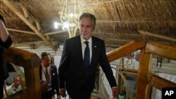 US Secretary of State Antony Blinken arrives for an event to promote civil society engagement in Kyiv, Ukraine, Sept. 11, 2024. 