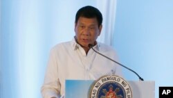 Presiden Filipina Rodrigo Duterte di Vientiane, Laos., 6 September 2016 (AP Photo/Bullit Marquez).