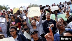 Des étudiants manifestent à l'université Stellenbosch, à Stellenbosch, Afrique du Sud, 1er septembre 2015. (Archives).REUTERS/Mike Hutchings