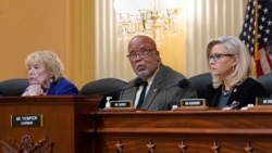 FILE: House Jan. 6 Select Committee Chairman Bennie Thompson, D-Miss., center, flanked by Rep. Zoe Lofgren, D-Calif., left, and Vice Chair Liz Cheney, R-Wyo., meet Dec. 1, 2021, at the Capitol in Washington.