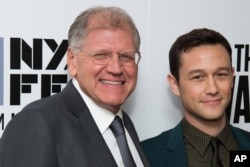 Robert Zemeckis, left, and Joseph Gordon-Levitt attend the New York Film Festival opening night gala premiere for "The Walk" at Alice Tully Hall, Sept. 26, 2015, in New York.