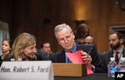 FILE - Robert Ford, U.S. ambassador to Syria, testifies on Capitol Hill, Oct. 31, 2013.