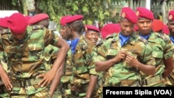 Des soldats des FACA décembre 2016 à Bangui.