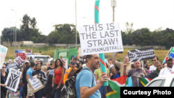 Protesters of President Jacob Zuma gather across Johannesburg, the economic capital of South Africa, April 7, 2017. (Photo courtesy of Zaheer Cassim)