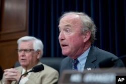 Chairman Rep. Hal Rogers, R-Ky., left, listens as House Appropriations Chairman Rodney Frelinghuysen, R-N.J., speaks as U.S. Ambassador to the UN Nikki Haley testifies on Capitol Hill in Washington, June 27, 2017.