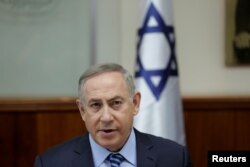 Israeli Prime Minister Benjamin Netanyahu attends the weekly cabinet meeting at his office in Jerusalem, March 5, 2017.