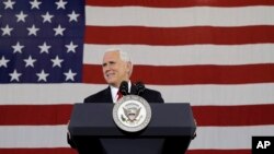 Vice President Mike Pence speaks at the Wylam Center of Flagship East, in Anderson, Indiana, Sept. 22, 2017.