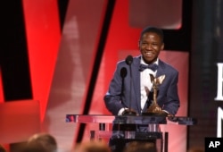 Abraham Attah accepts the award for “Beasts of No Nation” at the Film Independent Spirit Awards, Feb. 27, 2016, in Santa Monica, California.
