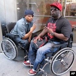 The Hip-Hop duo 4-Wheel City often raps about disability issues