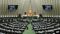 A general view shows Iranian parliament in an open session in Tehran, Iran, Sunday, Nov. 27, 2011.