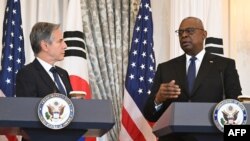 ԱՄՆ պետքարտուղար Էնթոնի Բլինքենը (ձախից) և Պենտագոնի ղեկավար Լլոյդ Օսթինը (աջից)։ Վաշինգտոն, հոկտեմբերի 31, 2024թ․։