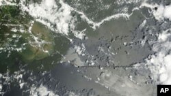 Oil from the damaged Deepwater Horizon oil well lingered off the Mississippi Delta, 04 Jul 2010