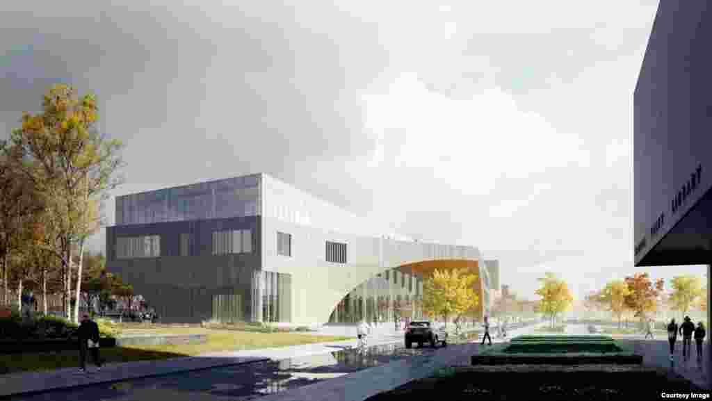 The top floor of the Temple University Library will be a sun-filled reading room. The green roof will provide a unique outdoor for students. (Credit: Snøhetta/Stantec Architects)