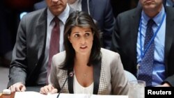 រូបឯកសារ៖ លោកស្រី Nikki Haley ឯកអគ្គរដ្ឋទូត​សហរដ្ឋអាមេរិក​ប្រចាំ​អង្គការសហប្រជាជាតិ​ 