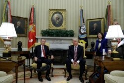 President Donald Trump meets with Turkish President Recep Tayyip Erdogan in the Oval Office of the White House in Washington, May 16, 2017.