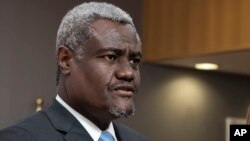 Le président de la Commission de l'Union africaine (UA), Moussa Faki Mahamat, Bruxelles, 15 mai 2017.