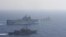 Greek and French vessels sail in formation during a joint military exercise in the Mediterranean Sea, in this undated handout image obtained by Reuters on Aug. 13, 2020. 