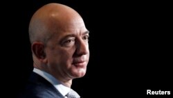FILE - Jeff Bezos, CEO of Amazon, speaks at a conference in Washington, March 7, 2017.