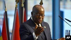 ប្រធានាធិបតី​ហ្គាណា​លោក Nana Akufo-Addo ថ្លែង​សុន្ទរកថា​នៅ​ទីក្រុង​ប៊ែរឡាំង​ ប្រទេស​អាល្លឺម៉ង់ ថ្ងៃទី១៩ ខែវិច្ឆិកា ឆ្នាំ២០២០។ 