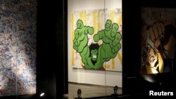 Artwork by Richie Mirando better known as Seen on display at a gallery in the Dubai International Financial Center, Nov. 25, 2014.