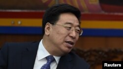 FILE - Wu Yingjie, pictured at a National People's Congress in Beijing in March 2016, says China "must deepen the struggle against the Dalai Lama clique."