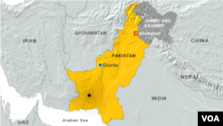 Peta daerah yang terkena gempa di Pakistan.