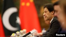 Pakistani Prime Minister Imran Khan attends talks with Chinese President Xi Jinping (not pictured) at the Great Hall of the People in Beijing, Nov. 2, 2018. 