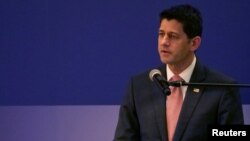 The former speaker of the U.S. House of Representatives, Paul Ryan attends a ceremony at the American Institute in Taiwan (AIT), to mark the 40th anniversary of the Taiwan Relations Act, in Taipei. 