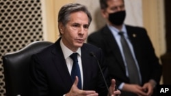 安东尼·布林肯(Antony Blinken)2021年1月19日出席参议院外委会确认听证会，就他被提名为美国国务卿的人事提名接受议员提问。