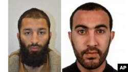 This undated handout photo provided by the Metropolitan Police shows Khuram Shazad Butt (Left) and Rachid Redouane (Right). 