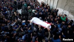 Isroil hujumida halok bo'lgan falastinlik janozasi, 9-dekabr, 2017-yil