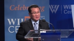 북한 노동당 39호실 고위 간부였던 탈북자 리정호 씨가 미국 워싱턴에서 열린 토론회에서 연설했다.