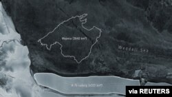 A newly-calved iceberg, dubbed A-76, the largest currently afloat in the world according to the European Space Agency (ESA), and captured by the ESA's Copernicus Sentinel-1 mission, is seen in this handout photo obtained by Reuters May 20, 2021.