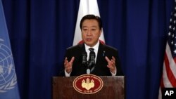 Prime Minister of Japan Yoshihiko Noda addresses a news conference in New York, September 26, 2012.