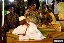 Gambia's President Yahya Jammeh, who is also a presidential candidate for the Alliance for Patriotic Re-orientation and Construction (APRC) attends a rally in Banjul, Gambia, Nov. 29, 2016.