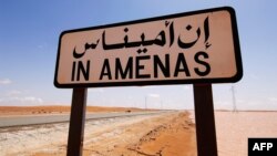 Handout photo by Norway energy group Statoil road sign near the In Amenas gas field, jointly operated by British oil giant BP, Norway's Statoil and state-run Algerian energy firm Sonatrach, in eastern Algeria near the Libyan border.