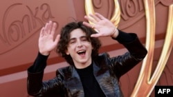 FILE - U.S.-French actor Timothee Chalamet arrives for the US premiere of "Wonka" at the Regency Village theatre in Westwood, California, Dec. 10, 2023.