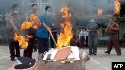 Pembakaran narkoba oleh polisi di Bali. (Foto: Dok)