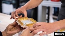 This handout photo from October 2019 shows a component of Google's quantum computer in a Santa Barbara lab, California, U.S. (Google/Handout via REUTERS)