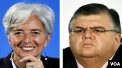 Dua kandidat yang memperebutkan posisi Kepala IMF: Christine Lagarde (kiri) dan Gubernur Bank sentral Meksiko, Agustin Carstens.