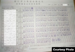 考勤记录：学生工考勤记录显示天天加班(中国劳工观察提供)