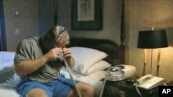 This mask, which is hooked up to a motor, delivers constant air into the throat and lungs, making it impossible to experience sleep apnea.