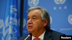 Le secrétaire général de l'ONU, Antonio Guterres, lors de la 72e sessions de l'assemblée de l'ONU, à New York, le 13 septembre 2017.