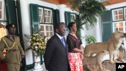 Le président Mugabe et sa femme Grace, le 23 janvier 2016 à Harare. (AP Photo/Tsvangirayi Mukwazhi)